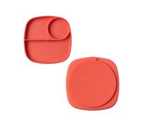 muchmellow - Piatto in Silicone MADE IN ITALY per Svezzamento con 3 Scomparti Divisori e Ventosa Anticaduta, Plastic Free, BPA Free, Lavabile Lavastoviglie (Arancio)