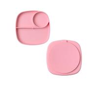 muchmellow - Piatto in Silicone MADE IN ITALY per Svezzamento con 3 Scomparti Divisori e Ventosa Anticaduta, Plastic Free, BPA Free, Lavabile Lavastoviglie (Rosa)