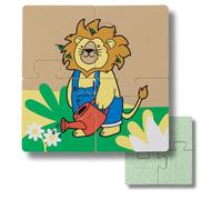 Muchmellow - Puzzle Silicone Bambini 4 Pezzi MADE in ITALY, Gioco Educativo per Sviluppo Cognitivo Prima Infanzia, Lavabile, Antistrappo, Atossico, Plastic Free, BPA Free (leone)