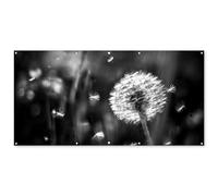 MuchoWow© Decoracion Jardin Exterior 200x100 cm Decoración Pared Póster De Jardín Balcón Wall Decoration Patio Posters Decorativos Terraza Diente león - Negro - Blanco - Planta