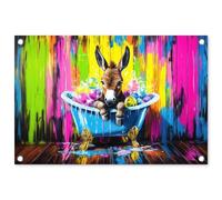 MuchoWow© Decoracion Jardin Exterior 60x40 cm Decoración Pared Póster De Jardín Balcón Wall Decoration Patio Posters Decorativos Terraza Donkey - Bañera - Rosa - Espuma