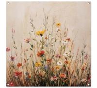 MuchoWow© Decoracion Pared Exterior 100x100 cm Posters Decorativos Jardin Terraza Balcon Wall Decoration Decoración Patio Póster De Jardín Flores silvestres - Pinceladas - Descanso