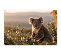 MuchoWow© Decoracion Pared Exterior 120x80 cm Posters Decorativos Jardin Terraza Balcon Wall Decoration Decoración Patio Póster De Jardín Koala - Hojas - Luz matinal