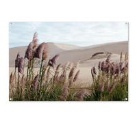 MuchoWow© Decoracion Pared Exterior 120x80 cm Posters Decorativos Jardin Terraza Balcon Wall Decoration Decoración Patio Póster De Jardín Hierba la Pampa - Arena - Plantas - Duna