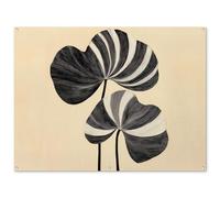 MuchoWow© Decoracion Pared Exterior 160x120 cm Posters Decorativos Jardin Terraza Balcon Wall Decoration Decoración Patio Póster De Jardín Negro - Hojas - Rayas - Minimalista