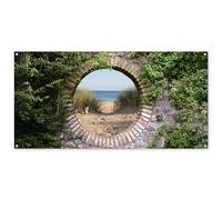 MuchoWow© Decoración Pared Exterior 160x80 cm Poster Decorativos Jardín Decoracion Terraza Balcon Wall Decoration Patio Posters Póster De Jardin Vista - Playa - Duna - Verano