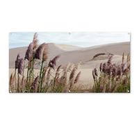 MuchoWow© Decoracion Pared Exterior 160x80 cm Posters Decorativos Jardin Terraza Balcon Wall Decoration Decoración Patio Póster De Jardín Hierba la Pampa - Arena - Plantas - Duna