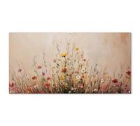 MuchoWow© Decoracion Pared Exterior 160x80 cm Posters Decorativos Jardin Terraza Balcon Wall Decoration Decoración Patio Póster De Jardín Flores silvestres - Pinceladas - Descanso