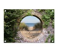 MuchoWow© Decoración Pared Exterior 60x40 cm Poster Decorativos Jardín Decoracion Terraza Balcon Wall Decoration Patio Posters Póster De Jardin Vista - Playa - Duna - Verano