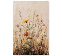 MuchoWow© Decoracion Pared Exterior 60x90 cm Posters Decorativos Jardin Terraza Balcon Wall Decoration Decoración Patio Póster De Jardín Flores silvestres - Pinceladas - Descanso