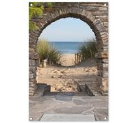 MuchoWow© Decoracion Pared Exterior 60x90 cm Posters Decorativos Jardin Terraza Balcon Wall Decoration Decoración Patio Póster De Jardín Vista - Playa - Duna - Plantas