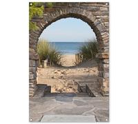 MuchoWow© Decoracion Pared Exterior 80x120 cm Posters Decorativos Jardin Terraza Balcon Wall Decoration Decoración Patio Póster De Jardín Vista - Playa - Duna - Plantas