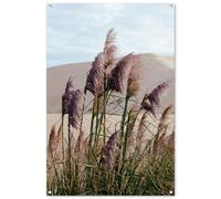 MuchoWow© Decoracion Pared Exterior 80x120 cm Posters Decorativos Jardin Terraza Balcon Wall Decoration Decoración Patio Póster De Jardín Hierba la Pampa - Arena - Plantas - Duna