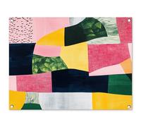 MuchoWow© Decoración Pared Exterior 80x60 cm Poster Decorativos Jardín Decoracion Terraza Balcon Wall Decoration Patio Posters Póster De Jardin Abstracto - Rosa - Formas - Amarillo