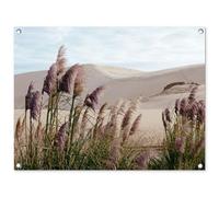 MuchoWow© Decoracion Pared Exterior 80x60 cm Posters Decorativos Jardin Terraza Balcon Wall Decoration Decoración Patio Póster De Jardín Hierba la Pampa - Arena - Plantas - Duna