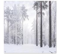 MuchoWow© Decorazioni da Giardino 100x100 cm Decorazione Terrazzo Esterno Moderne Posters Parete Poster Paesaggio Balcone Esterna Wall Decoration Foresta - Neve - Sentiero - Inverno - Silenzio