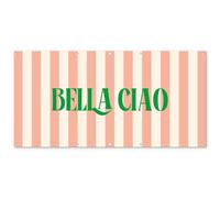 MuchoWow© Decorazioni da Giardino 200x100 cm Decorazione Terrazzo Esterno Moderne Posters Parete Poster Paesaggio Balcone Esterna Wall Decoration Rosa Tenue - Verde - A Righe - Bella Ciao