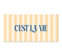 MuchoWow© Decorazioni da Giardino 200x100 cm Decorazione Terrazzo Esterno Moderne Posters Parete Poster Paesaggio Balcone Esterna Wall Decoration Blu - Giallo - A Righe - C'Est La Vie