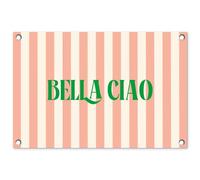 MuchoWow© Decorazioni da Giardino 60x40 cm Decorazione Terrazzo Esterno Moderne Posters Parete Poster Paesaggio Balcone Esterna Wall Decoration Rosa Tenue - Verde - A Righe - Bella Ciao