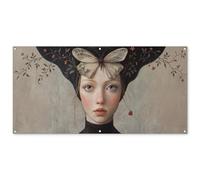 MuchoWow© Decorazioni Giardino 160x80 cm Poster da Parete per Esterno Decorazione Muro Decori Balcone Terrazzo Esterna Wall Decoration Posters Donna - Farfalla - Arte - Classico - Muto