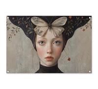 MuchoWow© Decorazioni Giardino 90x60 cm Poster da Parete per Esterno Decorazione Muro Decori Balcone Terrazzo Esterna Wall Decoration Posters Donna - Farfalla - Arte - Classico - Muto