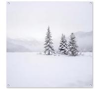 MuchoWow© Decorazioni Giardino per Esterno 100x100 cm Poster da Parete Grande Decorazione Muro Decori Balcone Terrazzo Wall Decoration Abete Rosso - Neve - Inverno - Paesaggio - Silenzio