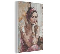 MuchoWow© Opera Feltro 60x90 cm Stile Contemporaneo Cornice Soggiorno Matrimoniale Idea Ambiente Notte Donna - Effetto Pittura - Ritratto - Moderno