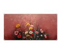 MuchoWow© Poster De Jardin 160x80 cm Decoracion Balcón Wall Decoration Adornos Pared Terraza Exterior Decoración Patio Posters Decorativos Ramo Flores - Detalles Finos - Rosa