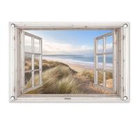 MuchoWow© Poster De Jardin 60x40 cm Decoracion Balcón Wall Decoration Adornos Pared Terraza Exterior Decoración Patio Posters Decorativos Mirador - Playa - Mar - Dunas - Césped - Azul