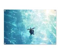 MuchoWow© Poster De Jardin 90x60 cm Decoracion Balcón Wall Decoration Adornos Pared Terraza Exterior Decoración Patio Posters Decorativos Tortuga - Mar - Azul - Destello
