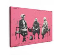 MuchoWow© Quadri Astratti su Tela 120x80 cm Foto Quadro Moderno Soggiorno Canvas Decorazioni Camera da Letto Graffiti - Vintage - Nero - Street art - Rosa - Banksy