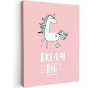 MuchoWow© Quadri Astratti su Tela 30x40 cm Foto Quadro Moderno Soggiorno Canvas Decorazioni Camera da Letto Unicorno - Bambini - Citazioni - Sogna in grande - Ragazze - Rosa