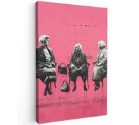 MuchoWow© Quadri Astratti su Tela 40x60 cm Foto Quadro Moderno Soggiorno Canvas Decorazioni Camera da Letto Graffiti - Vintage - Nero - Street art - Rosa - Banksy
