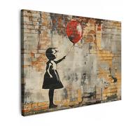 MuchoWow© Quadri Astratti su Tela 70x50 cm Foto Quadro Moderno Soggiorno Canvas Decorazioni Camera da Letto Graffiti - Banksy - Ragazza - Arte di strada