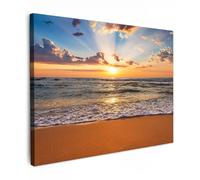 MuchoWow© Quadri Camera Da Letto 40x30 cm Stampe Da Parete Quadro Su Tela Moderni Decorazioni Murali Soggiorno Foto Quadretti Ingresso CasaSpiaggia - Tramonto - Mare - Nuvole - Orizzonte