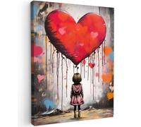 MuchoWow© Quadri Con Cornice 30x40 cm Decorazione Quadri Per Camera Da Letto Quadretti Da Parete Moderni Quadro Moderno Soggiorno GrandeRagazza - Cuore - Graffiti - Arte - Colori - Rosso