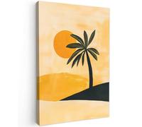 MuchoWow© Quadri Con Cornice 60x90 cm Decorazione Quadri Per Camera Da Letto Quadretti Da Parete Moderni Quadro Moderno Soggiorno Grande Foto Su Tela Illustrazione - Palma - Sole - Colline