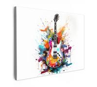 MuchoWow© Quadri Con Cornice 70x50 cm Decorazione Quadri Per Camera Da Letto Quadretti Da Parete Moderni Quadro Moderno Soggiorno Grande Foto Su TelaChitarra - Graffiti - Musica - Bianco - Banksy