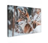 MuchoWow© Quadri Con Cornice 90x60 cm Decorazione Quadri Per Camera Da Letto Quadretti Da Parete Moderni Quadro Moderno Soggiorno Grande Foto Su Tela Lupo - Neve - Inverno - Animali - Natura
