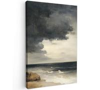 MuchoWow© Quadri Con Cornice Decorazione Quadri Per Camera Da Letto | 40x60 cm - Quadretti Da Parete Moderni Quadro Moderno Soggiorno Grande Foto Su Tela Costa - Onde - Roccia - Tempesta
