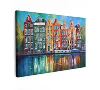 MuchoWow© Quadri Grandi Dimensioni 60x40 cm Quadretti Da Parete Quadro Moderno Camera Da Letto Stampa Foto Su Tela Soggiorno CorniceAmsterdam - Pittura a olio - Canale - Pittura - Arte