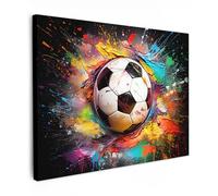 MuchoWow© Quadri Grandi Dimensioni 70x50 cm Quadretti Da Parete Quadro Moderno Camera Da Letto Stampa Foto Su Tela Soggiorno Cornice DecorazioniCalcio - Vernice - Banksy - Pop Art - Street Art