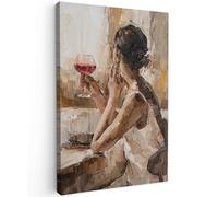 MuchoWow© Quadri Grandi Dimensioni 80x120 cm Quadretti Da Parete Quadro Moderno Camera Da Letto Stampa Foto Su Tela Soggiorno Con Cornice DecorazioniColore a olio - Donna - Vino