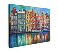MuchoWow© Quadri Grandi Dimensioni Quadretti Da Parete Quadro Moderno | 40x30 cm - Camera Da Letto Stampa Foto Su Tela Soggiorno CorniceAmsterdam - Pittura a olio - Canale - Pittura - Arte