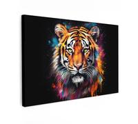 MuchoWow© Quadri Moderni Camera Da Letto 120x80 cm Foto Quadro Con Cornice Decorazioni Parete Soggiorno Stampa Su Tela Moderna Casa Salotto PosterTigre - Graffiti - Animali - Nero