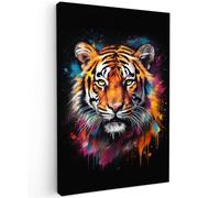 MuchoWow© Quadri Moderni Camera Da Letto 80x120 cm Foto Quadro Con Cornice Decorazioni Parete Soggiorno Stampa Su Tela Moderna Casa Salotto PosterTigre - Graffiti - Animali - Nero
