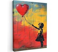 MuchoWow© Quadri Moderni Soggiorno su Tela Quadro 50x70 cm Canvas Foto Dipinti Camera da Letto Decorazioni Pareti Banksy - Arte - Graffiti - Ragazza - Street art