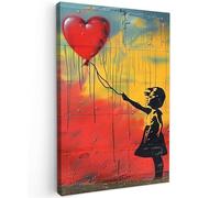 MuchoWow© Quadri Moderni Soggiorno su Tela Quadro 60x90 cm Canvas Foto Dipinti Camera da Letto Decorazioni Pareti Banksy - Arte - Graffiti - Ragazza - Street art