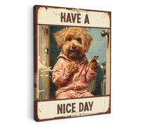MuchoWow© Quadro Camera Da Letto 50x70 cm Quadri Soggiorno Decorazione Parete Quadri Moderni Su Tela Stampe Foto Con Cornice Quadretti Poster Bagno - Cane - Citazione - Have a nice day