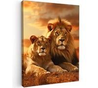 MuchoWow© Quadro Camera Da Letto 50x70 cm Quadri Soggiorno Decorazione Parete Quadri Moderni Su Tela Stampe Foto Con Cornice Quadretti PosterLeone - Animali - Savana - Africa